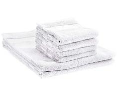AmazonBasics Everyday Serviettes de toilette - 2 serviettes de bain et 4 essuie-mains, Blanc