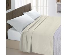 Italian Bed Linen Max Color Drap supÃ©rieur en Coleur Unie, 100Â % Coton, CrÃ¨me, Place et Demie