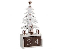 WeRChristmas Boîte Arbre Calendrier De LAvent Blanc Décoration de Noël, en Bois, Multicolore, 19 cm