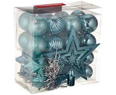 WeRChristmas Boules de 42 piÃ¨ces en Plastique incassable avec Bijoux pour guirlandes et dÃ©coration pour Le Sommet du Sapin TÃ¼rkis/Blau