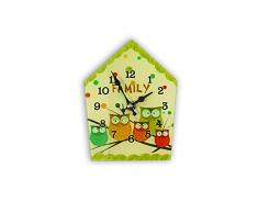 Zep GP51 Horloge Murale en Verre Sherwood, Beige, Rouge, Jaune, Bleu, Vert, 17 x 13 x 3,5 cm