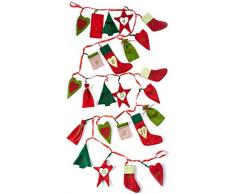HEITMANN DECO NoÃ«l - Guirlande calendrier de lavent en feutre - dÃ©coration de NoÃ«l - rouge, blanc, vert Ã broderies motifs de NoÃ«l