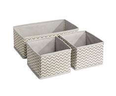 InterDesign Axis système de rangement armoire ou tiroirs - boites en polypropylène - lot de 3 boites de rangement - taupe/nature