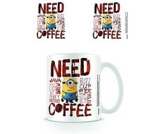 Empire Poster Despicable Me Minions Need Coffee à 8,5 H 9,5 â Tasse à café â Description : Tasse en céramique blanche imprimée, contenance : 320 ml, sous licence officielle, passe au lave-vaisselle et au