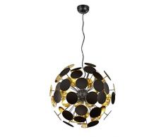 Trio Leuchten 309900632 Discalgo Lampe suspendue, MÃ©tal, E14, Schwarzmatt/Goldfarbig, 54 x 54 x 150 cm