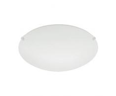 Eglo 80265 Plafonnier Mars Verre Satiné, diamètre 24,5 cm, inoxydable, blanc