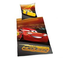 Herding DISNEYS CARS 3 Parure de Lit Réversible, Housse de Couette 140 X 200 cm, Taie dOreiller 65 x 65 cm, Coton/Renforcé
