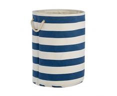 Premier Housewares Panier Ã Linge en Coton Eva Bleu 40 x 40 x 55 cm