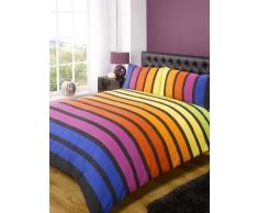 Rapport Soho Multi Stripe Housse de Couette Parure de lit, Bleu Violet Orange Jaune Vert, 2Â PersonnesÂ âÂ Chambre Ã Coucher Parure de lit