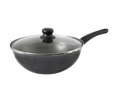Crealys 510089 Wok Acier Revêtu Tempo Titanium Manche Bakélite Noir Brillant 28 cm
