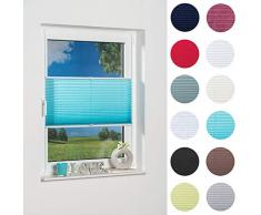 Khome - Store plissÃ© Ã Fixer, Polyester, Iceblau, 75 x 130 cm