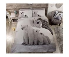 POLAR BEAR Ours Polaire Animaux Mignons Parure de lit avec Housse de Couette et taie doreiller Parure de lit, Blanc, King-Size, King