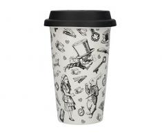 Creative Tops Victoria et Albert Alice au Pays des Merveilles Mug de Voyage en céramique, Noir/Blanc, 19.5 x 19.5 x 15.5 cm