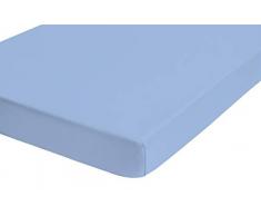 biberna 0002744 Drap housse castor fin (hauteur matelas max.22 cm) (coton) 90x190 cm -> 100x200 cm, glace bleue