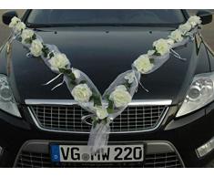Roses Guirlande Voiture de Mariage Bijoux Rose décoration décoration Auto Bijoux Mariage Car Auto Wedding Voitures (Rose Orchidee Weiß/Weiß)
