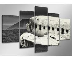 Visario 5501 Tableau sur Toile Motif Avion, 5 piÃ¨ces