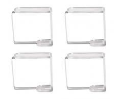 Venilia Clips Plastique + INOX, Porte, Fixation, Poids, Support de Nappe, 4 Part, 54200, Transparent, 4,5 x 4,5 x 2 cm