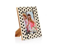 Penguin Home 3347 Cadre Photo Artisanal pour 5X 7 (13 X 18 cm), fenêtre en Vrai Verre, Crochets muraux et chevalet de Table, Paysage ou Portrait, Beau Design en résine, MDF, Noir Blanc, 13x18