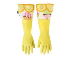 VIGAR Lulu Gants pour Cuisine, matériauâ¯: Caoutchouc, Polyester et PU, Jaune, Blanc imprimé en Cupcakes, Dimensionsâ¯: 18 x 1 x 40 cm