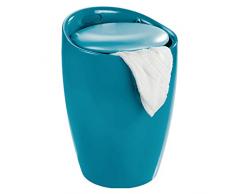 Wenko 20625100 Intégré Candy Tabouret de Douche avec Sac à Linge Pétrole