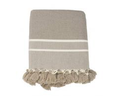 Moorish Idol - Plaid Chevron Pompon- 160cm x 250cm-Â Taupe