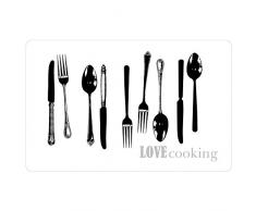 DecorLine Set de Table Transparent Love Cooking 28,5 x 44 x 44 cm