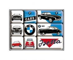 Nostalgic-Art 83078 SetLot de 9 magnets magnétique BMW Vintage Cars, 9 pièces