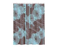 MSV 140805 Rideau de Douche Polyester + Plastique PolypropylÃ¨ne Ombrelle Bleu/Marron 180 x 200 x 0,1 cm - 12 anneaux inclus