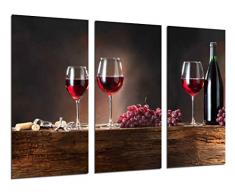 Tableau Moderne Photographique, Impression sur bois, Vin rouge, raisins, entreprise vinicole, 97 x 62 cm, ref. 26313