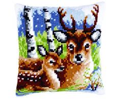 Kit coussin au point de croix Famille de cerfs
