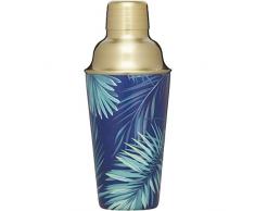 BarCraft BCCSPALM Shaker Ã cocktail avec feuille de palmier et feuille de recettes en acier inoxydable Vert/bleu 500 ml