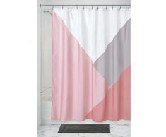 iDesign Colorblock Rideau Douche, Grand Rideau de Bain en Polyester, Rose