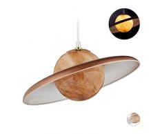 Relaxdays 10029537_553 Lampe suspension, Saturne, boule, effet optique marbre, lustre, G9,40W,HxD 121x35 cmdoré/cuivre, fer, verre, plastique, 40 W, 1 élément