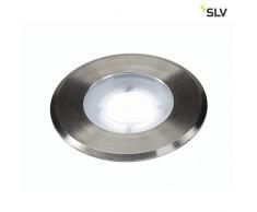 SLV 228411 DASAR Plat LED 230 V spot encastrable au sol, rond, 4,3 W LED, blanc, en acier inoxydable, en acier, gris argenté,