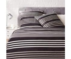 AmazonBasics Parure de lit avec housse de couette en satin, 155 x 200 cm / 80 x 80 cm x 2, Rayures