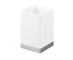 InterDesign Clarity verre à dents, gobelet salle de bain en plastique, blanc / argenté mat
