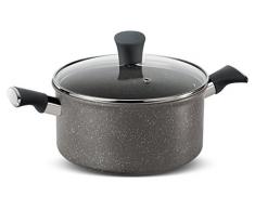 Lagostina Lavinia Casserole avec Couvercle en Verre avec 2Â poignÃ©es RevÃªtement Effet Pierre Anti-adhÃ©sif, en Aluminium, Gris Anthracite, DiamÃ¨tre 20Â cm