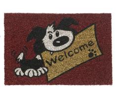 HMT 147414 Paillasson Motif Welcome Chien Coco Rouge 40 x 60 cm