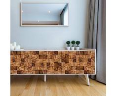 Walplus 240x90 cm Autocollant Mural Carré Bois Amovible Autocollant Art Mural Décalques Vinyle Maison Décoration DIY Vivant Chambre Bureau Décoration Papier Peint Chambre DEnfants Cadeau, Marron