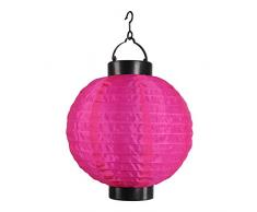 Homea 5ECL017FU Lanterne Chinoise Solaire, Plastique, Rose