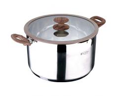 San Ignacio Granit Marmite avec Couvercle, Acier Inoxydable, Gris, 24 cm