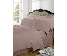Highams de 100% Coton Ã©gyptien Uni Drap Plat, Coton, Vieux Rose, Super-King, 310Â x 270Â cm