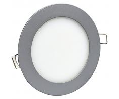 Tibelec 306740 Spot LED extra plat Ã encastrer Rond 9W 640 lumens argent, MÃ©tal, IntÃ©grÃ©, 9 W, 150 x 150 mm