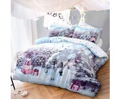 Sleepdown Christmass Unicorn Parure pour Couette, Multicolore, Double