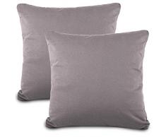 aqua-textil Classic Line Housse de Coussin Lot de 2 Fermeture Ãclair Coton 80 x 80 cm Gris foncÃ©
