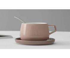 Viva Scandinavia Tasse Ã thÃ© avec Anse, en Porcelaine avec sous-Tasse, de Couleur Rose, 300 ML