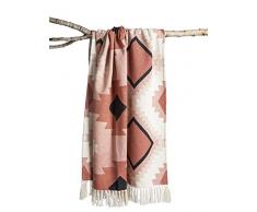 Deco&Co Décoration intérieure naturelle - Plaid Imprimé Bloom, 130cm x 150cm