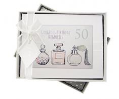 White Cotton Cards, Petit Album Photo 50Ã¨me Anniversaire, flacons de Parfum, Blanc