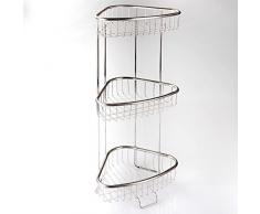 InterDesign Forma, Plateau de rangement Ã 3 Ã©tages pour le bain qui tient tout seul - Acier inoxydable brossÃ©