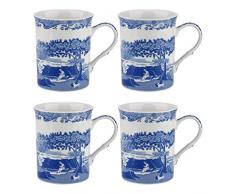 Portmeirion Home & Gifts Lot de 4 Tasses, Porcelaine, Bleu/Blanc, 8.5 x 12 x 10.5 cm